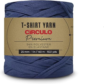 CIRCULO Premium T-Shirt Yarn - Soft, Lightweight, Seamless, Knot-Free. Easy-to-Use. - Fettuccini Zpagetti, T Shirt Yarn for Crocheting & Knitting - 153.1 yds, 2802 - Deep Sea