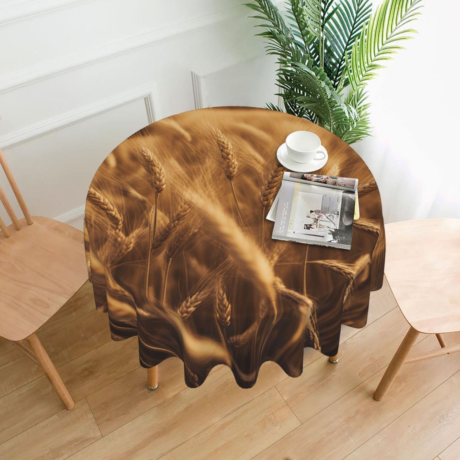 UVBDF Wheat Field Print Multipurpose Round Tablecloth 60in Polyester Cover for Coffee Table Kitchen Desk Home Gift