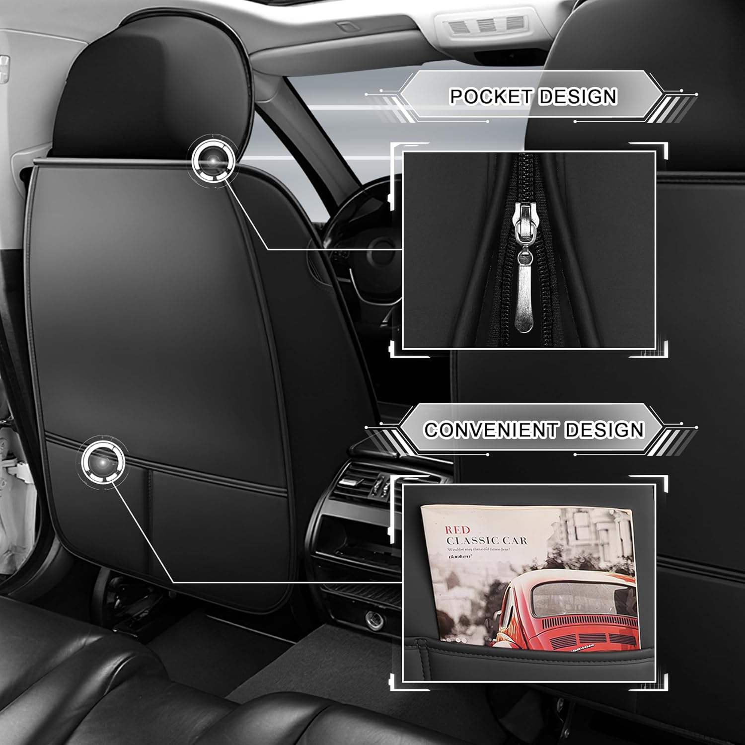 Seat Cover 5 Seats Fit for Toyota Corolla Cross 2022-2024, Nappa Leather Seat Covers Waterproof Seat Protector Non-Slip Seat Cushion Airbag Compatible Seat Covers (Full Seat No Pillow, Black)