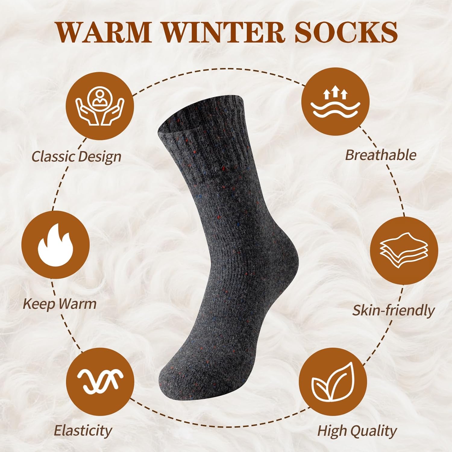 Wool Socks for Women - Winter Womens Socks 5 Pairs Soft Thermal Sock Fuzzy Warm Sock for Women Men - Image 2