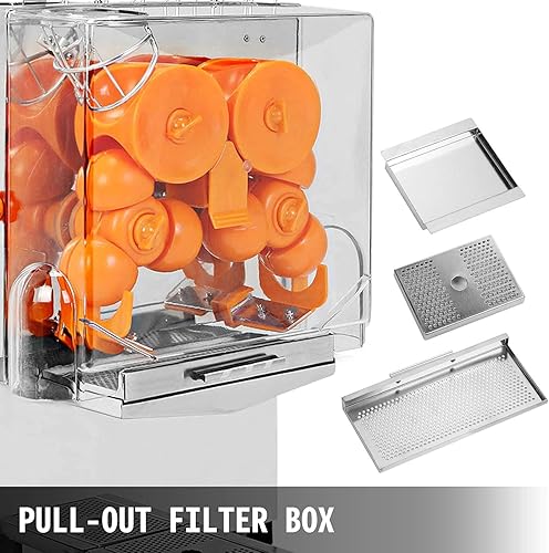 Miniatura 5 de Exprimidor comercial, máquina de jugo de naranja con caja de filtro extraíble, exprimidor de naranja comercial de 22 a 30 naranjas por minuto,