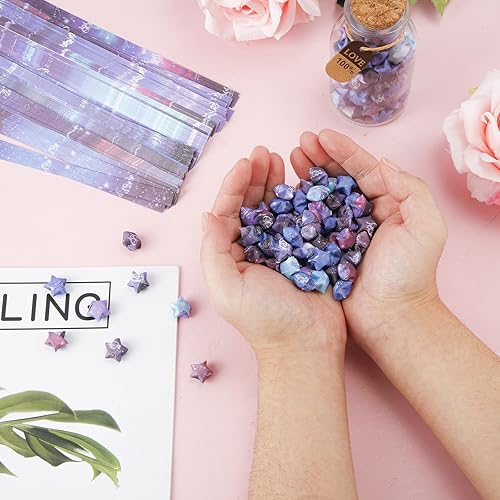 Miniatura 5 de iJoyinble Tira de papel de estrella de papel de origami, creatividad, manualidades, color degradado, linda, colorida, escuela, enseñanza, estrella