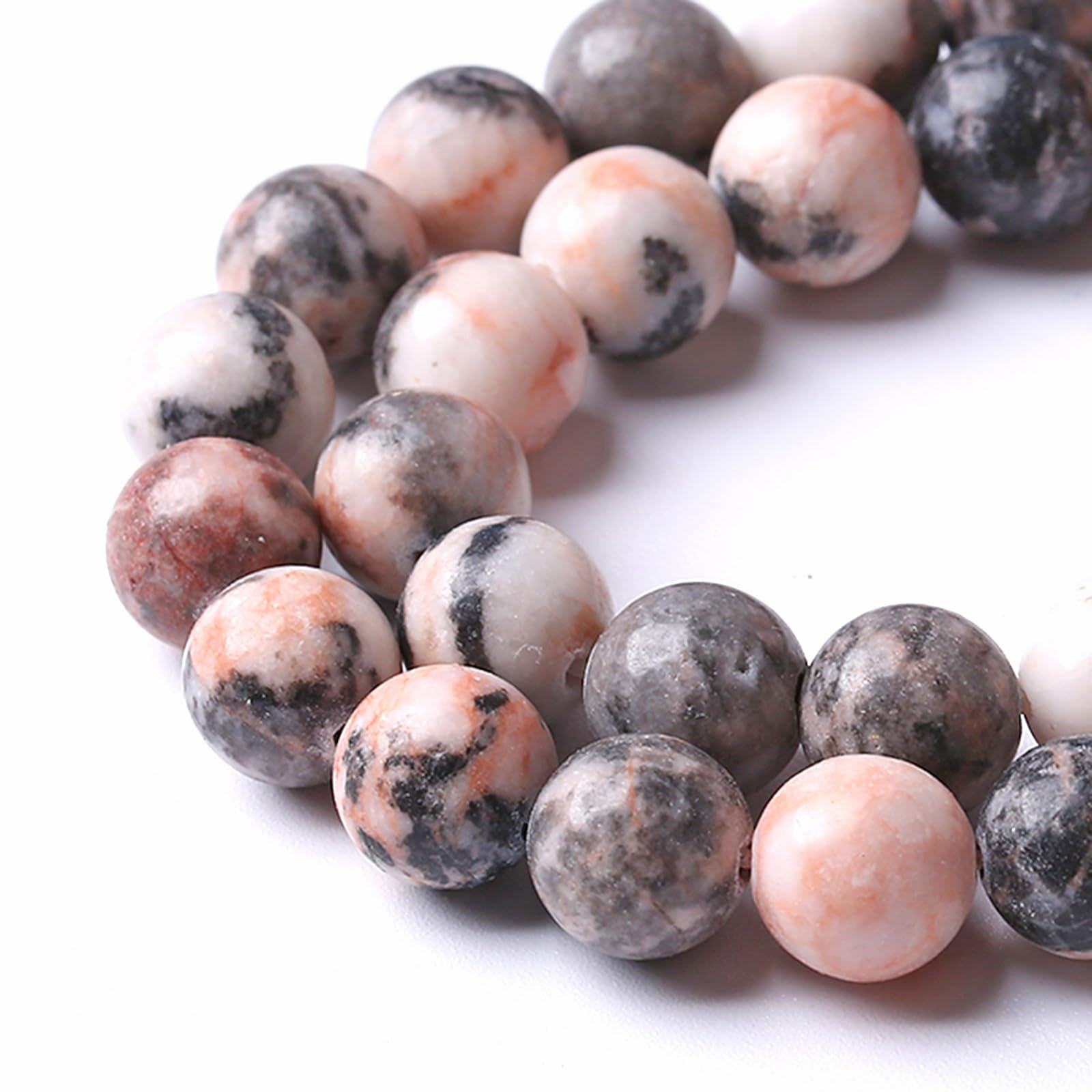Perles en jaspe zébré rose 6mm naturelles et solides pour réparer ou enfiler vos bracelets DIY