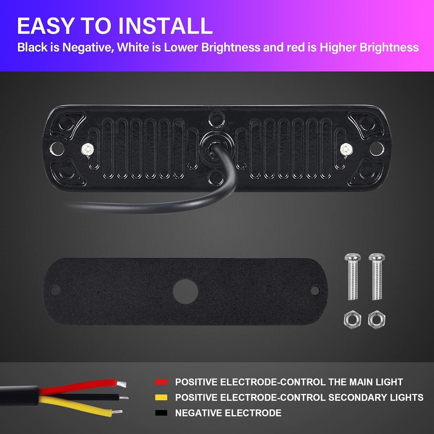 RIGIDON 2 Pack LED Emergency Strobe 6 LED Amber White Surface Mount Flashing Strobe Lights for Trucks Car Grille Off-Road Warning Emergency Flashing Lights
