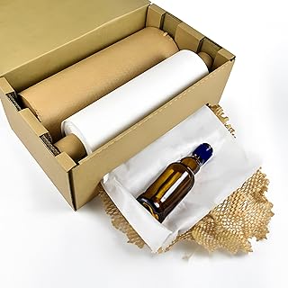 Eco Friendly Honeycomb Packing Paper, 15" x 262' Honeycomb Cushioning Wrap Roll, Recyclable Honeycomb Paper Moving Supplies Bubble Paper Wrapping in Self-Dispensed Box for Shipping Packaging Gift
