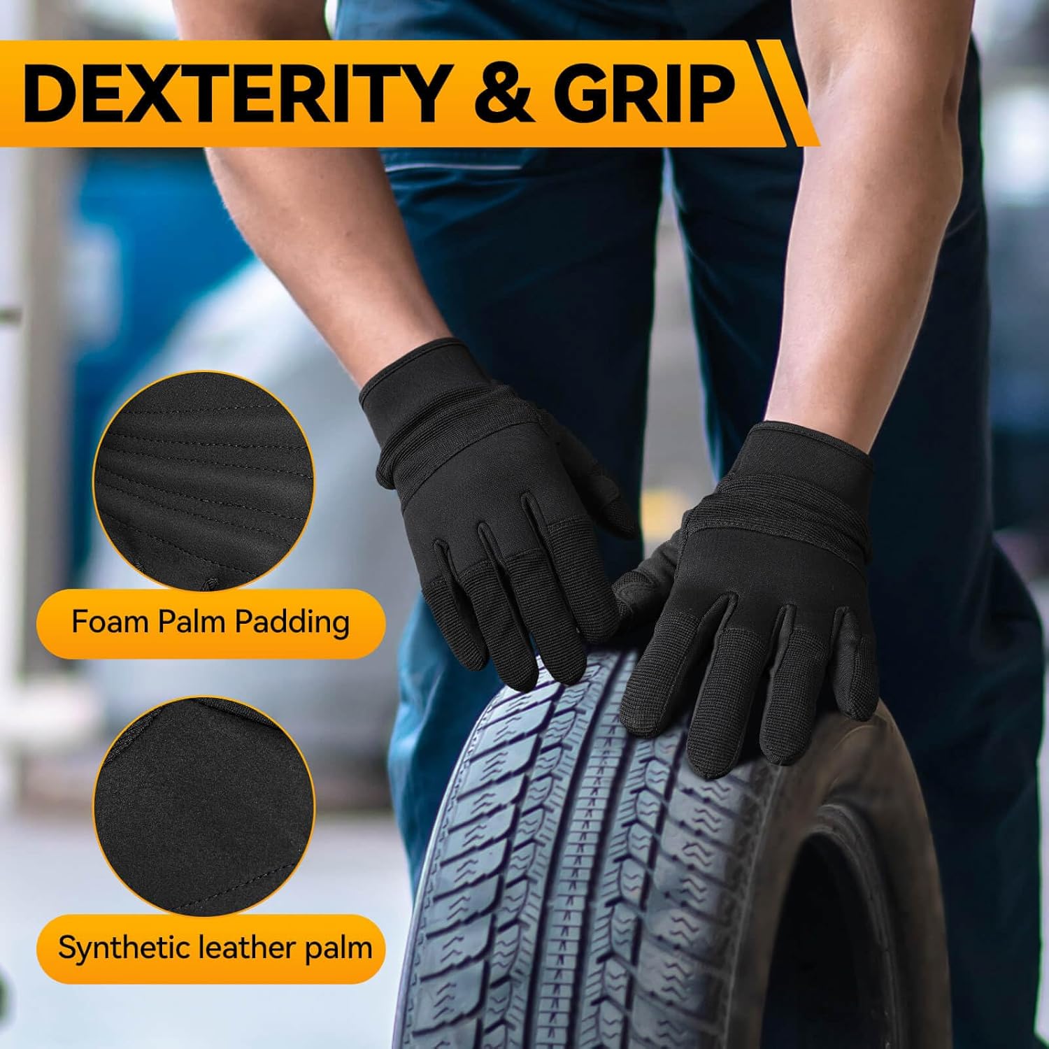 OZERO Work Gloves for Men Women: Mechanic Glove Touchscreen Firm Grip Dexterity Light Duty Gloves for Gardening Construction - Image 7