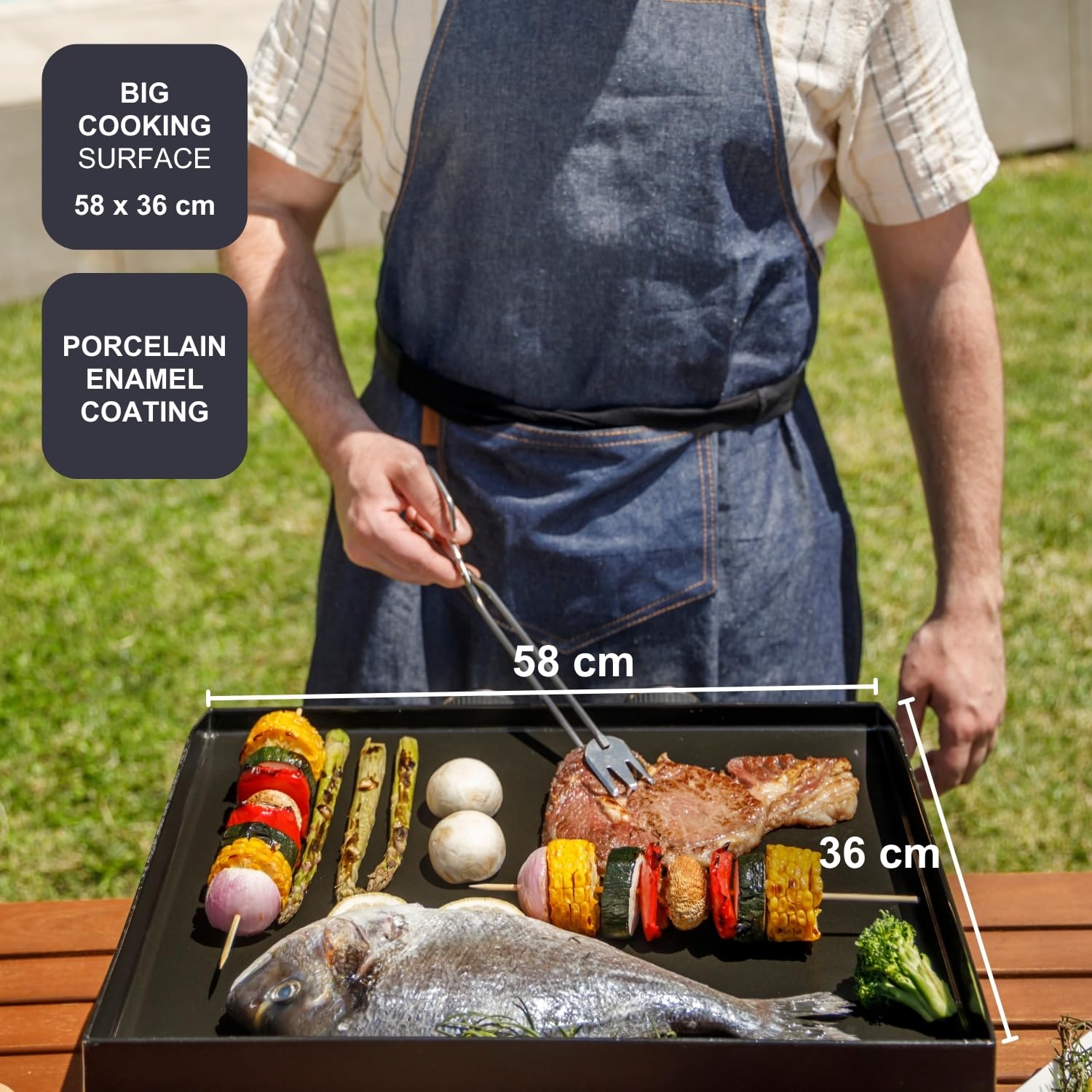 Black+Decker – Plancha de gas BXOP7350E | 3 quemadores | Parrilla de acero | Amplia superficie de cocción | 12 Personas | Para bombona gas estándar España/Italia | Patas Ajustables | Limpieza Fácil