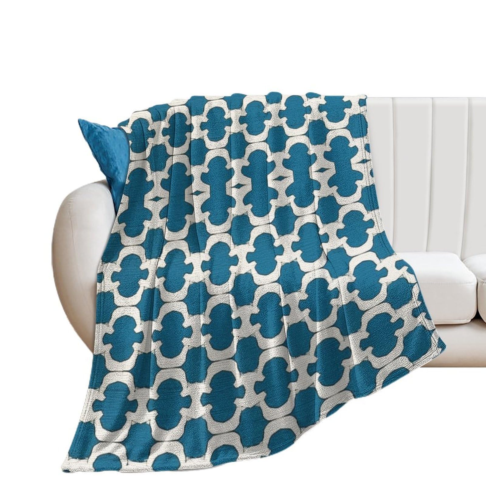Couverture bleue 153x203 cm pour cocooning sur canapé et soirées détente