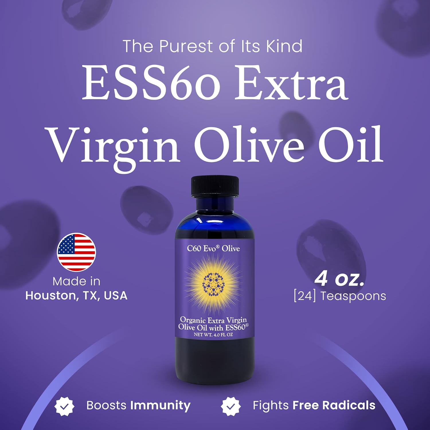 C60 EVO Organic Olive Oil - Pure C60 ESS60 Supports Joint Pain, Flexibility, Energy, Immunity - Great Sleep Aid - 4 oz - Image 3