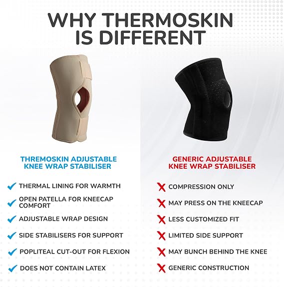 Thermoskin Open Knee Wrap Stabilizer Knee Brace, Beige, Medium