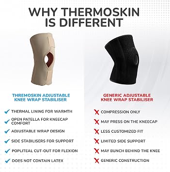 Thermoskin Open Knee Wrap Stabilizer Knee Brace, Beige, Medium