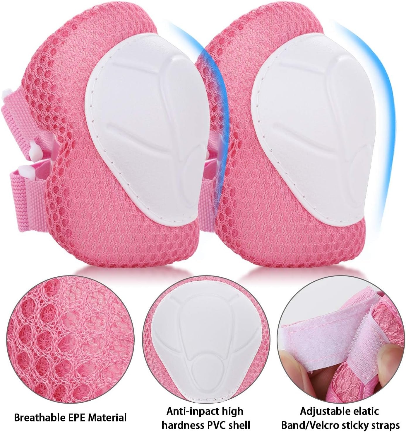 WayEee Kids Bike Helmet Set Skateboard Knee Pads, Helmet Pad Set Protective Gear Set Adjustable for Girls Kids 3-14 Helmet Elbow Pads Wrist Guards for Sport Cycling Bike Roller Skating Scooter