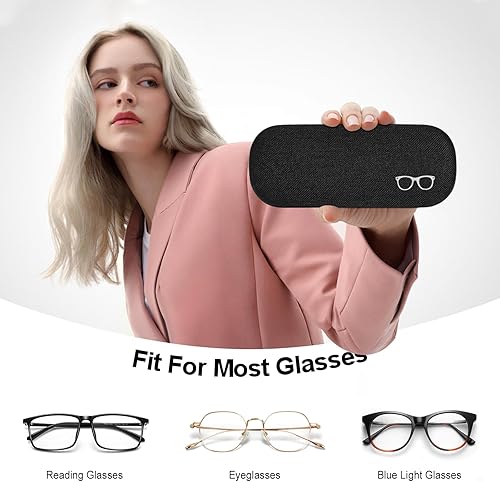 Miniatura 3 de Estuche rígido para lentes con paño de limpieza, unisex, para lectura, para mujeres y hombres, Negro -