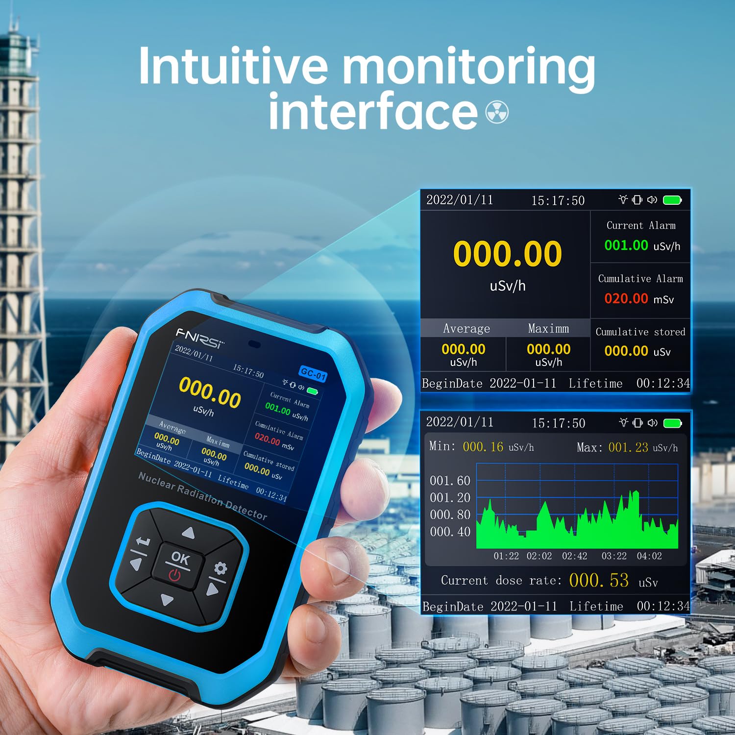FNIRSI GC-01 Geiger Counter Nuclear Radiation Detector,Curve Display — Amazon image 5