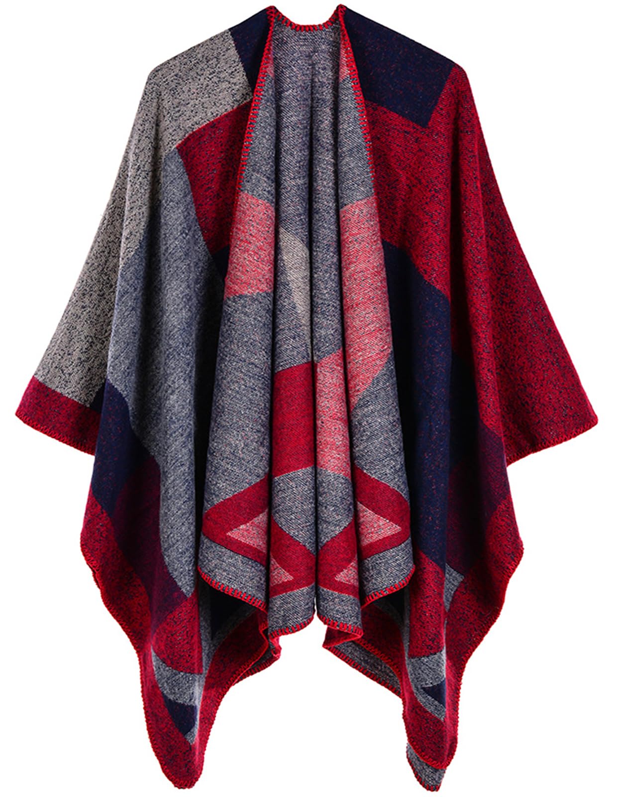 Women's Shawl Wraps Open Front Poncho Cape Oversized Sweaters Casual Cardigan Shawls for Fall Winter-image-21