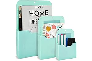 Okuna Outpost Magnetic White Board Mail Organizer for Refrigerator (Teal, 3 Sizes)