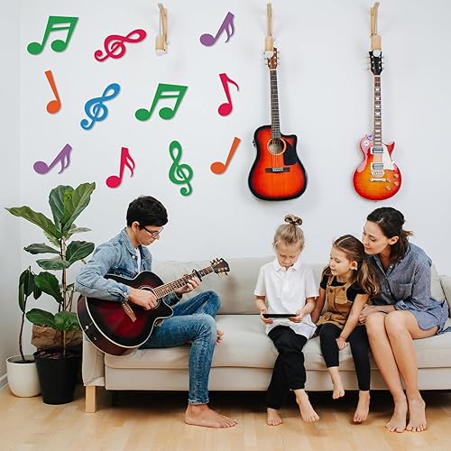 Miniatura 5 de Boao 40 piezas de notas musicales recortadas, decoraciones de fiesta, notas musicales, silueta para concierto de música, tema de los años 50,