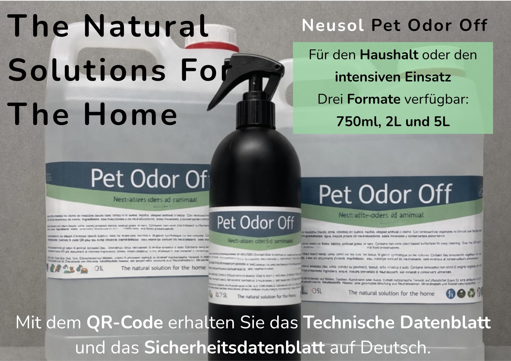Pet Odor Off - Natürlicher Neutralisator | Beseitigt Tiergerüche: Urin, Erbrochenes Erbrochenes, Exkremente usw. auf Böden, Wänden, Textilien, Rasen etc. | Sichere Formel ohne CLP und