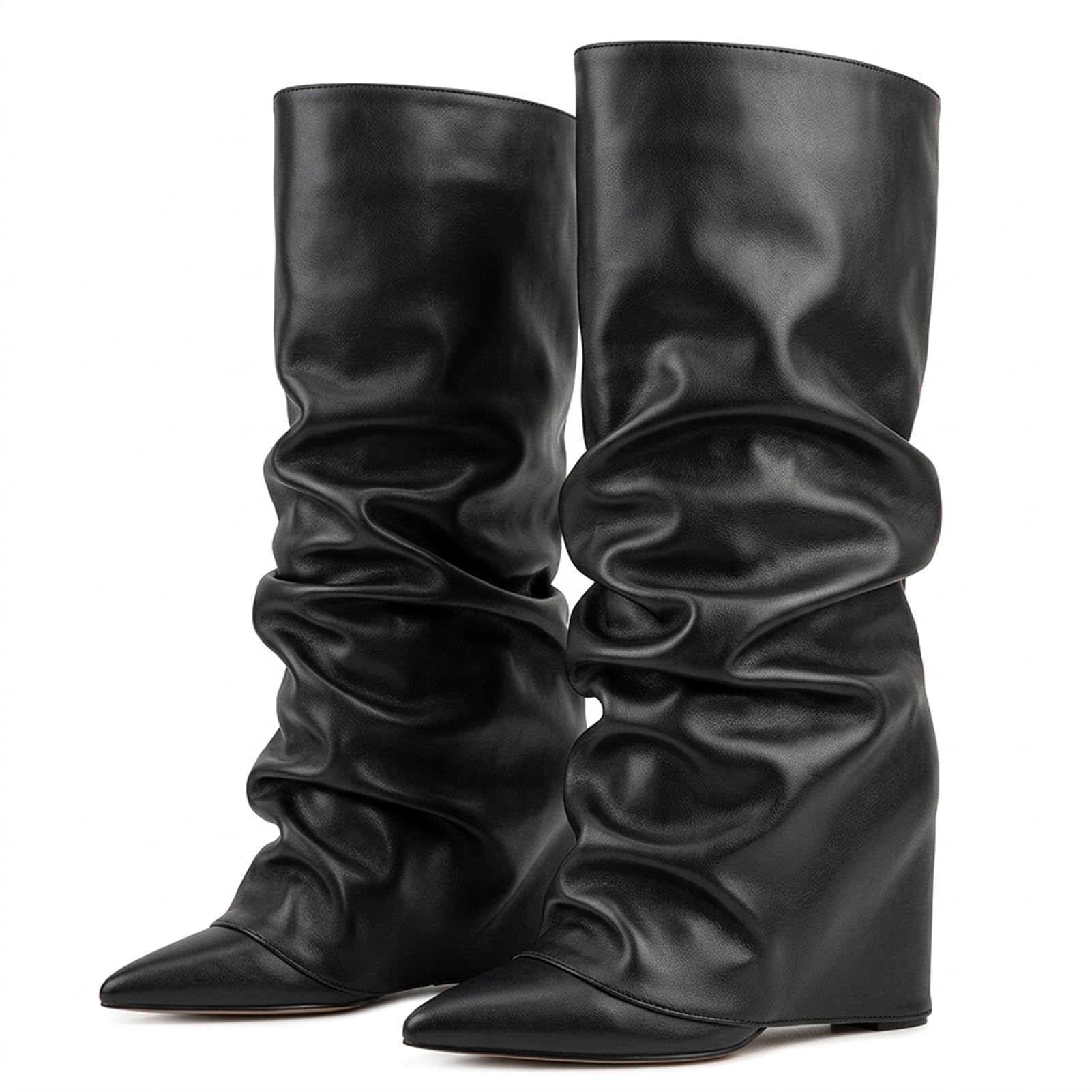Fancy Fold Over Slouch Stiefel Blockabsatz