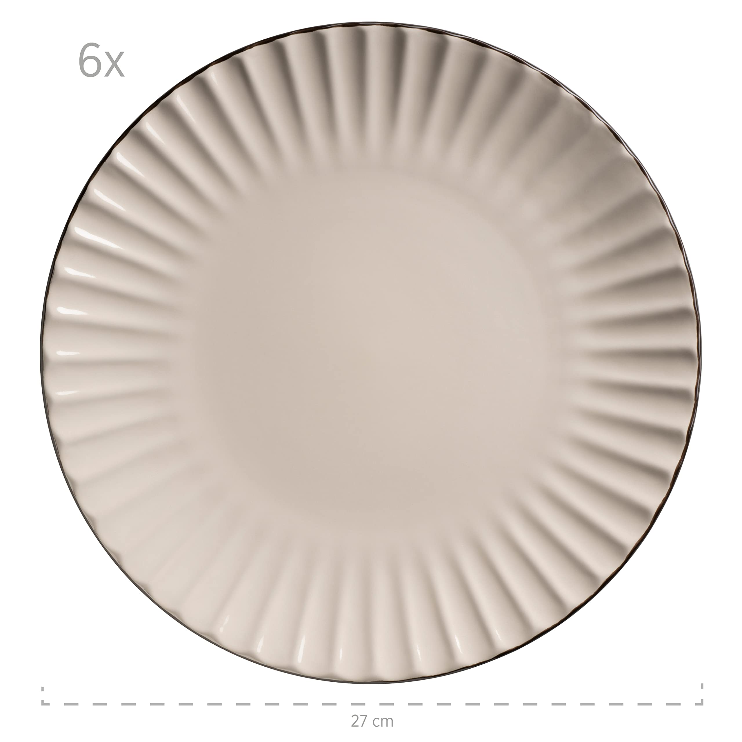 MÄSER 931967 Serie Osita Retro Tafelservice für 6 Personen mit Wellenform, 18-teiliges rundes Geschirrset mit Speiseteller, Dessertteller und Müslischale, Essgeschirr Set, Steinzeug, Cremeweiß