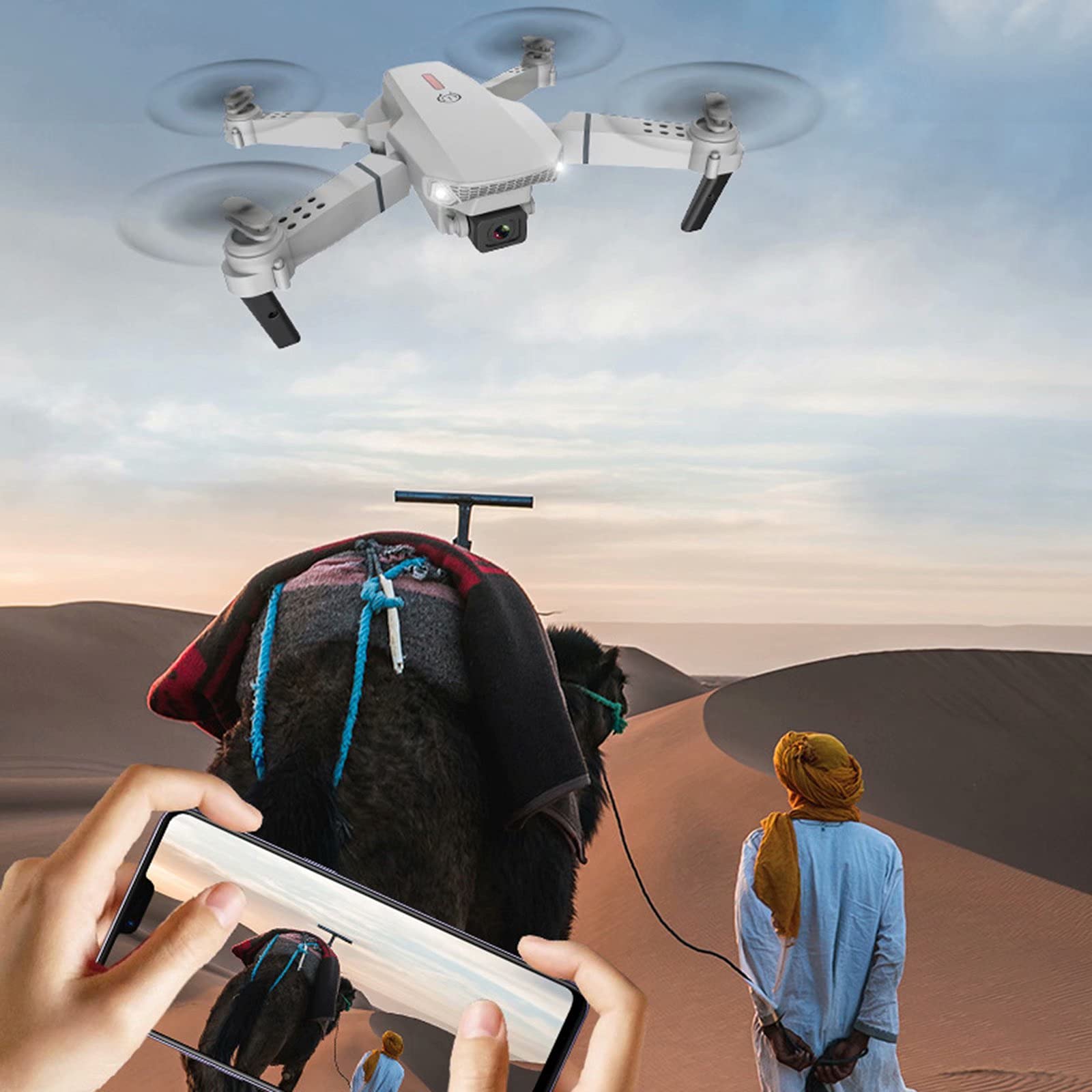 Dron RC z kamerą HD 4K - czas lotu 15 minut, podwójna kamera WiFi FPV transmisja na żywo mini zestaw drona z gimbalem, z funkcją Follow Me dla początkujących (czarne podwójne kamery)