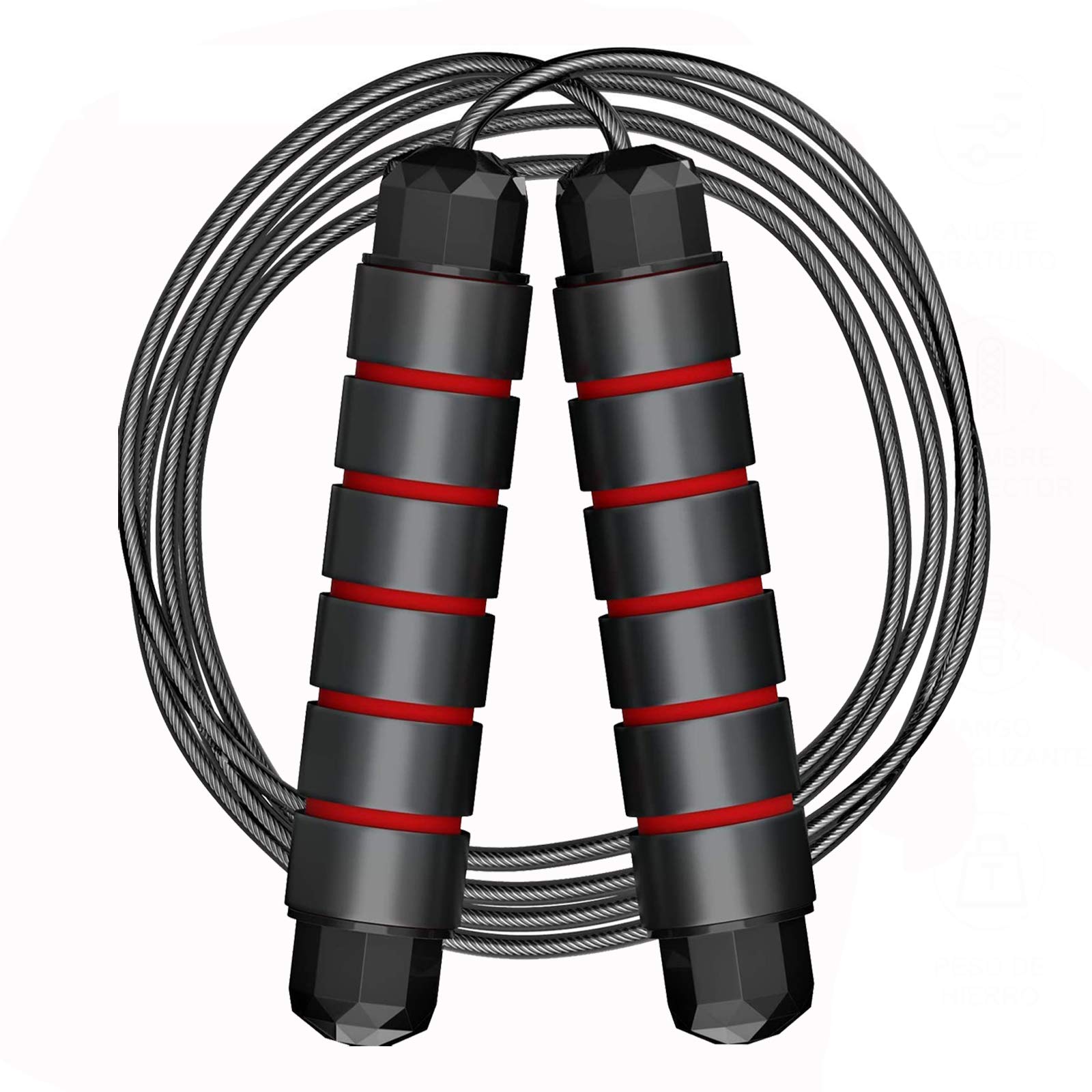 Kampo Jump Rope, Tangle-Free Rapid Speed Jumping Rope Cable with Ball Bearings for Women, Men, and Kids, Adjustable Steel Skipping Rope with Foam Handles for Gym Fitness, Home Exercise & Slim Body