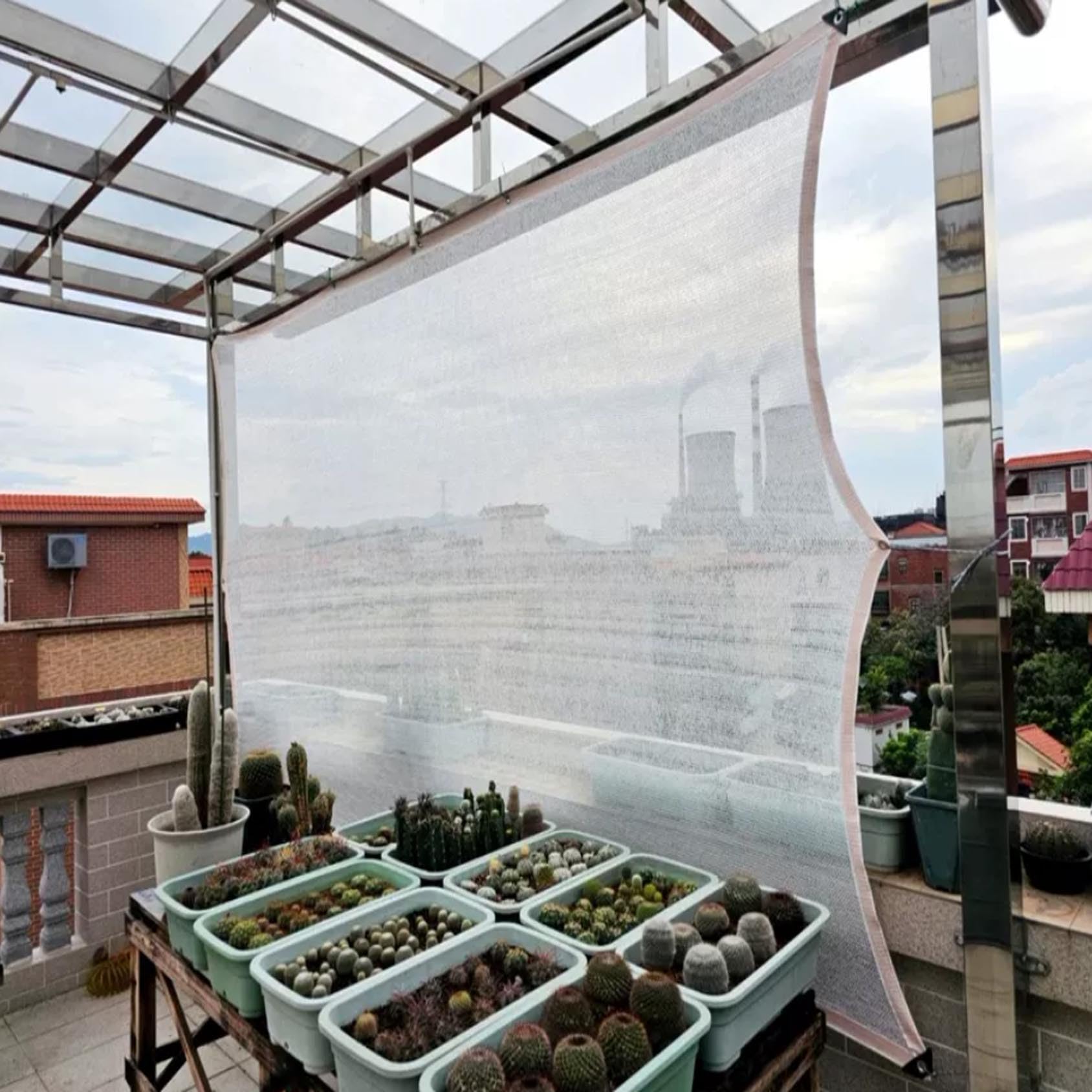Filet d'ombrage HDPE Blanc 55% ombrage Respirant résistant Toile Filet D'isolation Thermique en Tissu D'ombrage pour Plantes Potager Fleurs pépinière