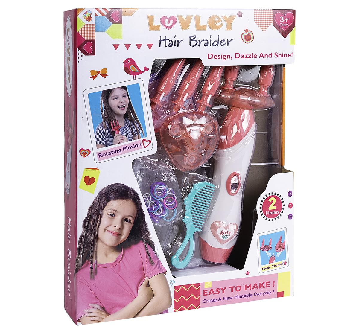 Lovely Hair Braider Toy for Girls | Automatic Hair Braiding Machine with 2 Modes | Hair Styling Kit with Accessories | Safe Kids Beauty Toy for Age 3+-image-48