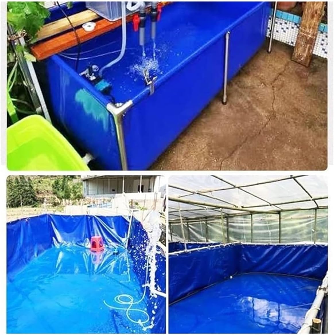 Temporary Saltwater Fish Holding Tank - Durable PVC Canvas Pond with Drain Valve, Perfect for Koi, Turtles & Outdoor Aquatic Use, 0.5mm Tarp Water Storage Pool (1.5x2.5x1m)
