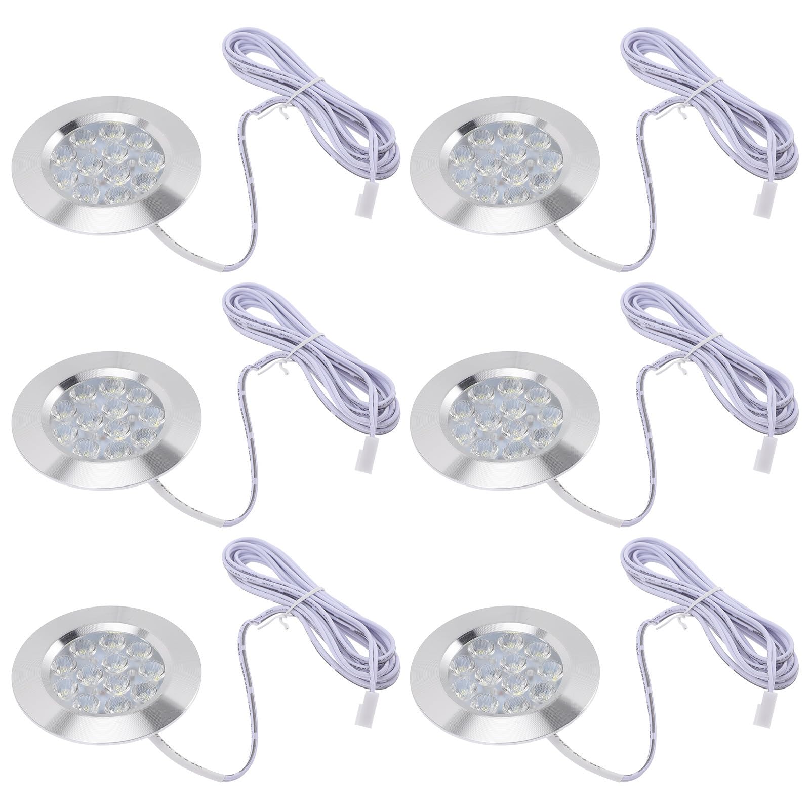 6 Pezzi Luce LED da Incasso 3w per Camper, Lega di Alluminio Bianco