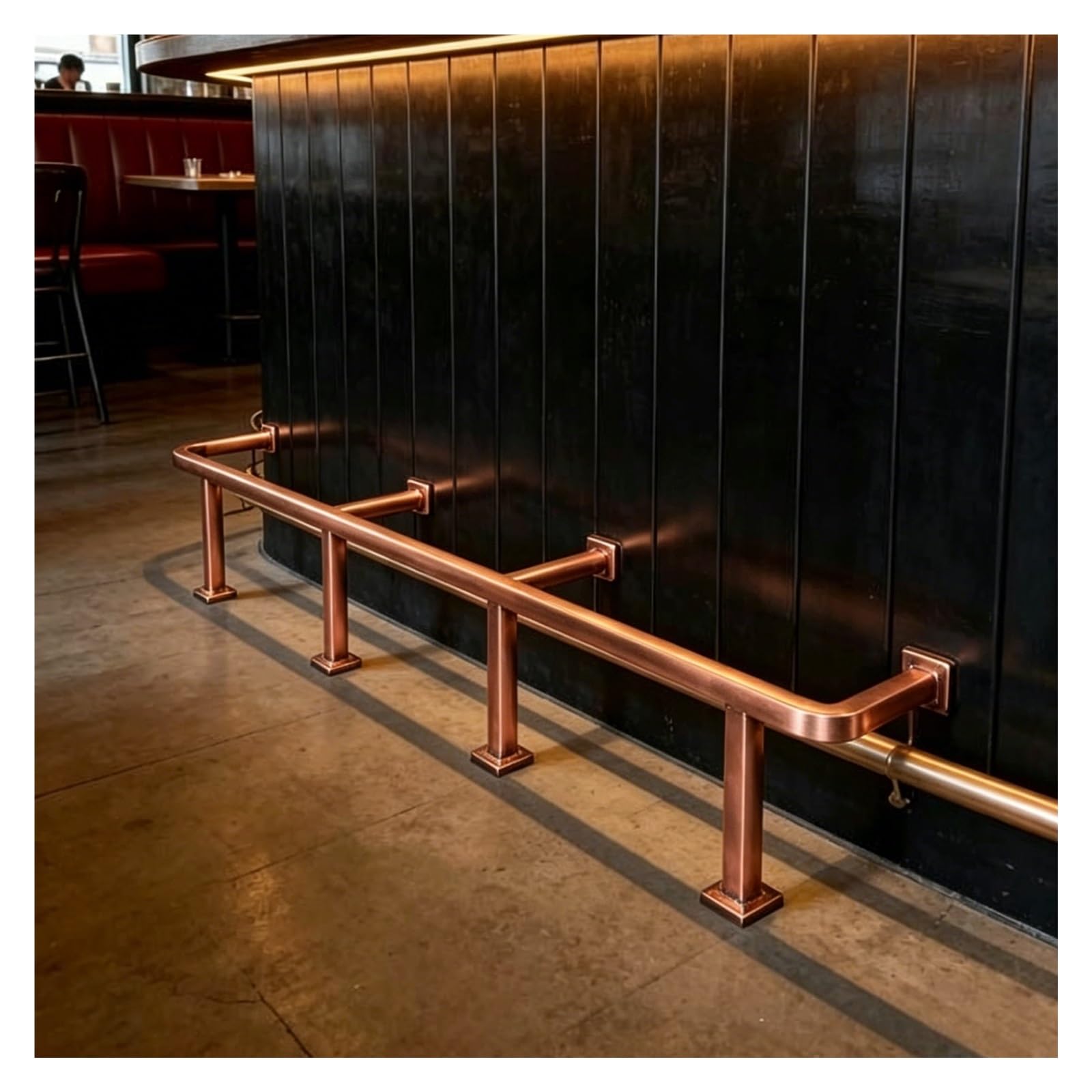 ZJKXJH Square Tube Bar Footrest Pole, Modern Stainless Steel Foot Bars for Foot Support, Heavy Duty Customizable Foot Rails for Indoor/Outdoor Islands(Rose Gold,355cm(11.6'))