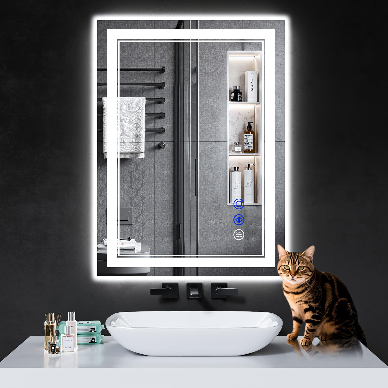 Miroir de salle de bain LED qui élimine la buée instantanément
