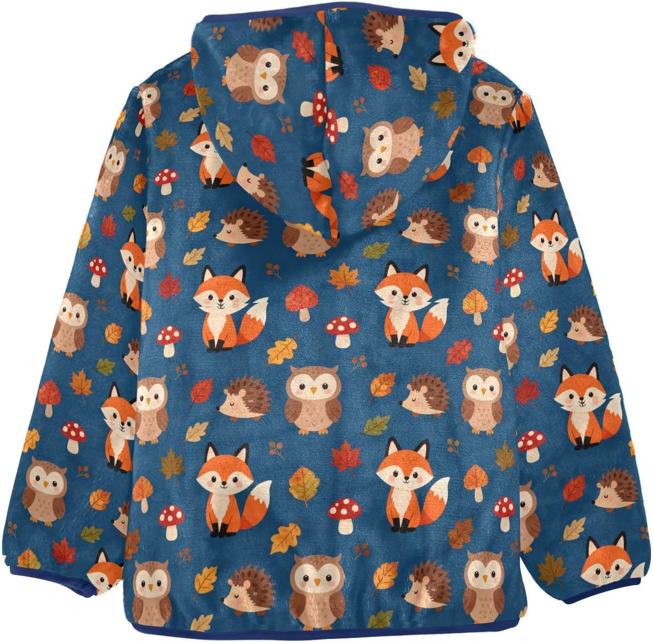 forests Animal Pattern Fleece Jacket Toddler Boy Children Coat Navy Blue Fall Baby Boys Clothes