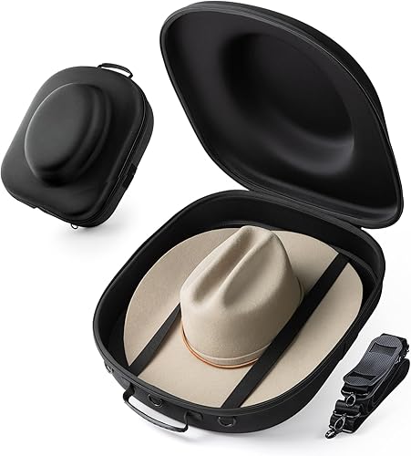 Funda de transporte para sombreros de viaje, a prueba de aplastamiento para sombreros de vaquero, Panamá y Tweed, asa de transporte, correas de