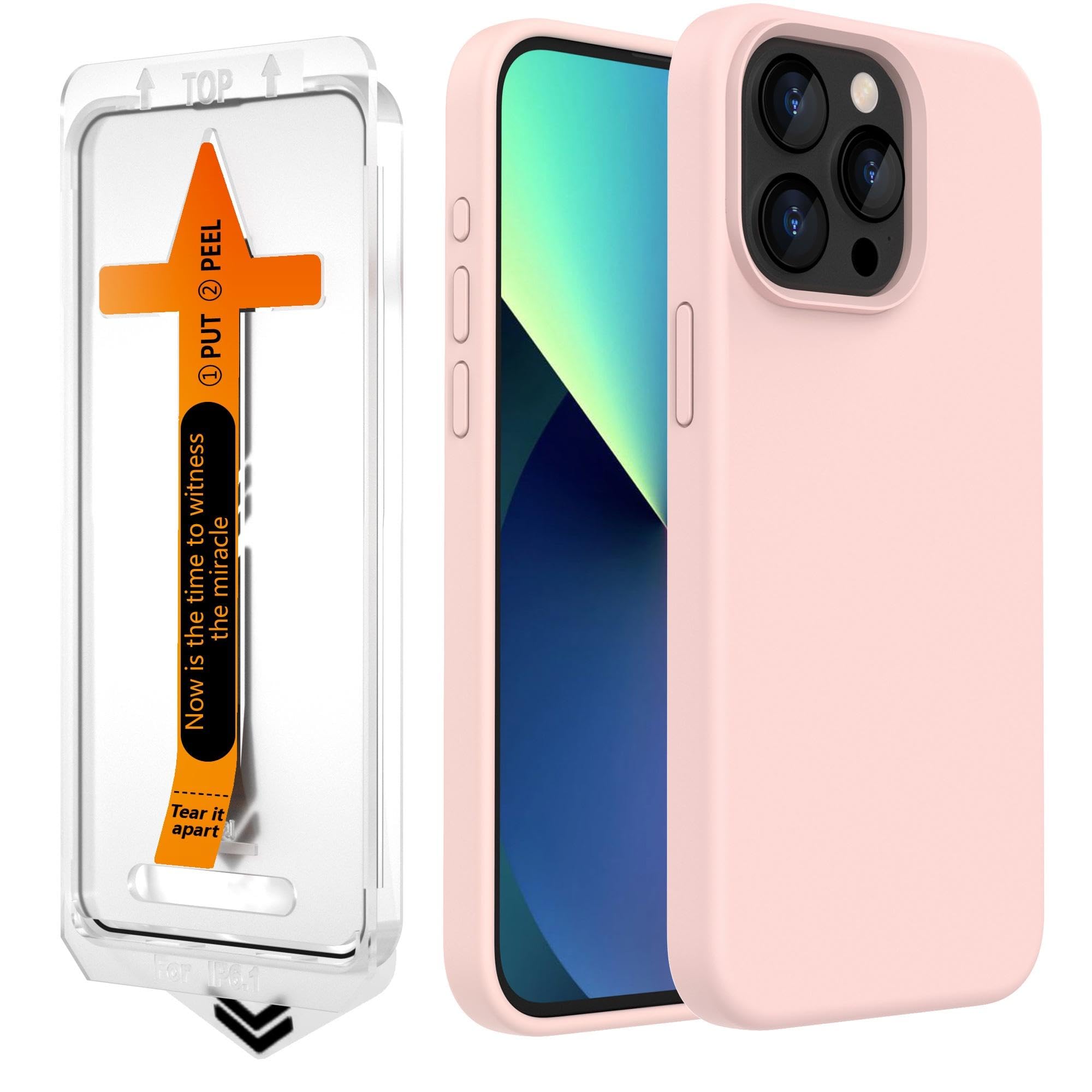 Coque iPhone 15 Pro silicone rose AGVEE avec protection écran complète intégrale - 8