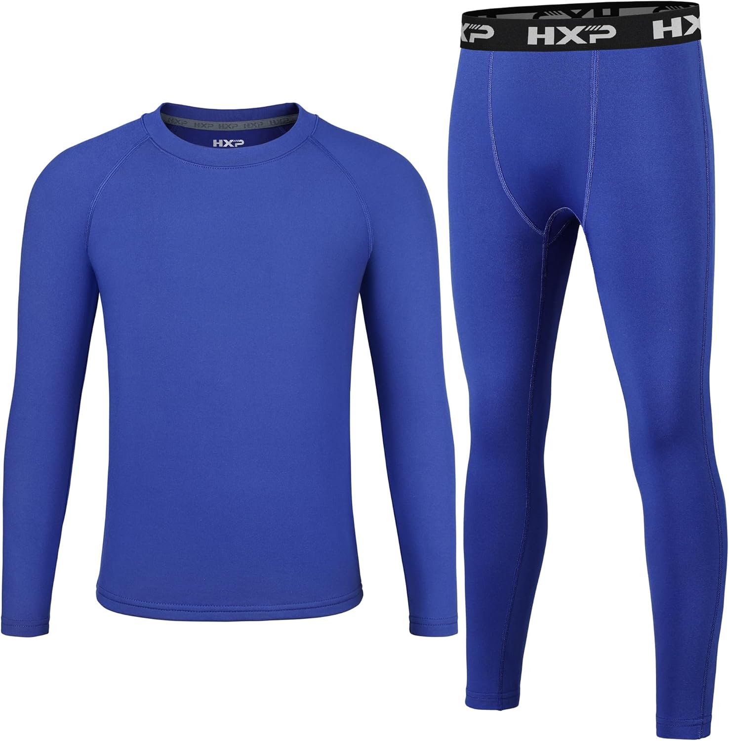 HXP Boys Compression Thermal Base Layer Set, Athletic Youth Fleece Lined Long Sleeve Sports Tops Leggings for Kids