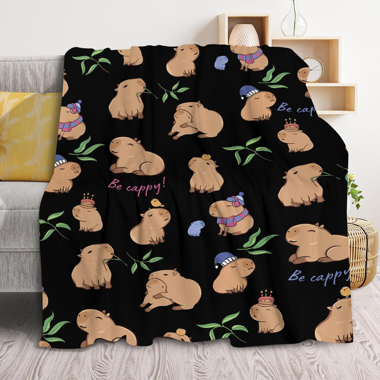 Capybaras - Manta Capybara para regalo de fiesta, manta de felpa para dormitorio, sofá, niños y adultos, para todas las estaciones, 130 x 150 cm