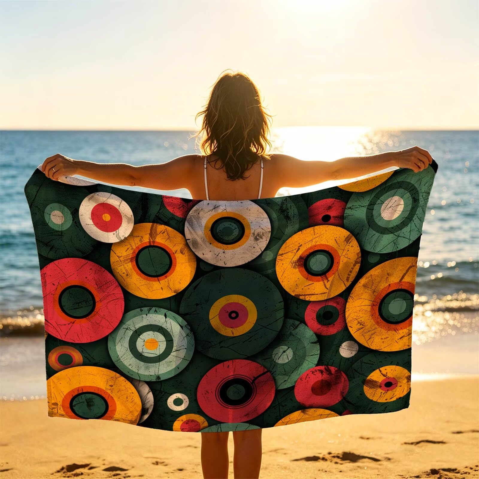 Toalla Playa Grande 160 x 220 Vacaciones Accesorios Viaje, Toalla Playa Redondo Suave Cómodo Secado Rápido, Sencillez Toallas Baño Grandes 220x160cm para Yoga Fitness Natación Sauna Baño XTLS-3506