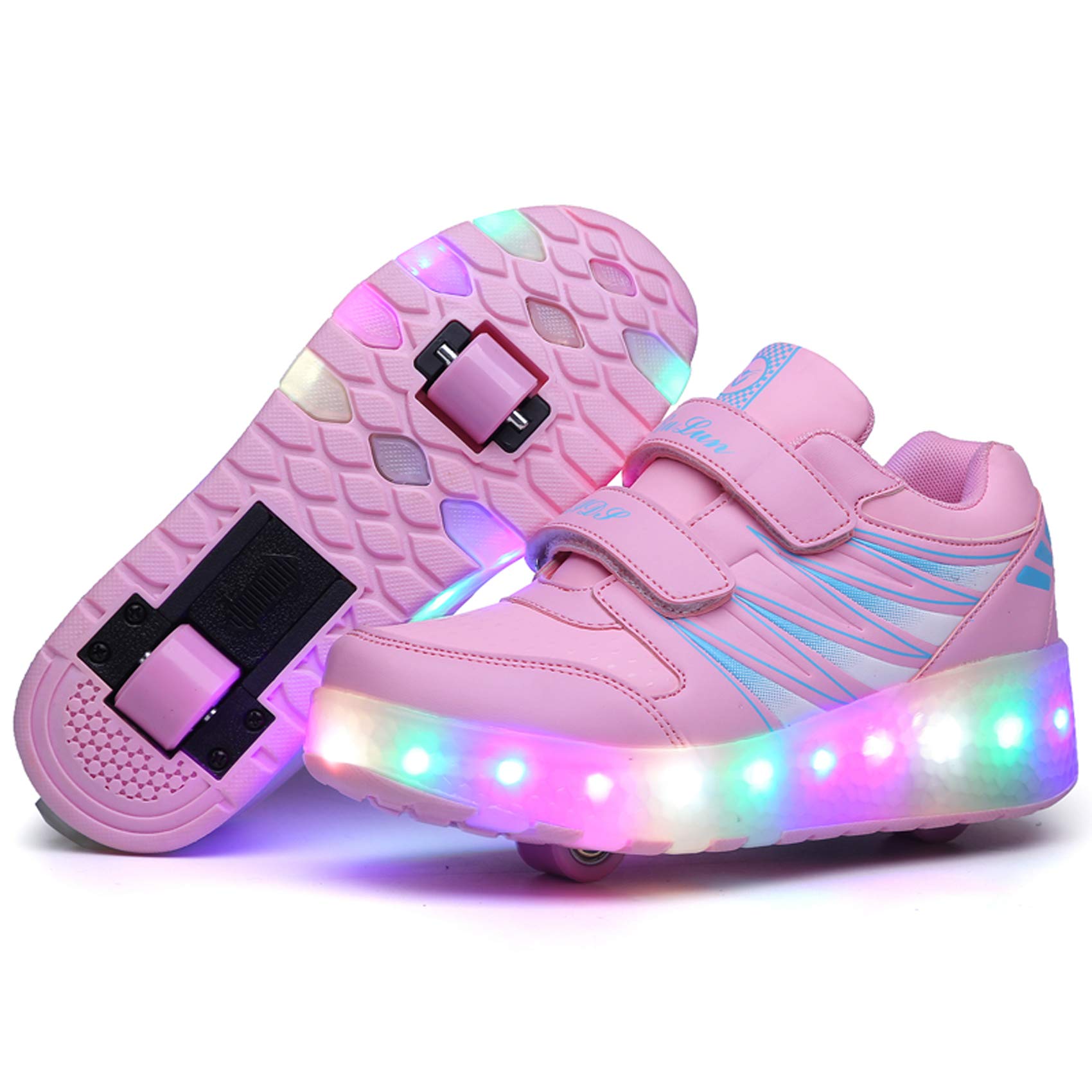 Unisexe Enfants LED Lumineuse Chaussures à roulettes Retractable Patins à roulettes de Skateboard Outdoor Gymnastique Detachable Baskets Mode Roller Garçon Fille Creative Cadeau