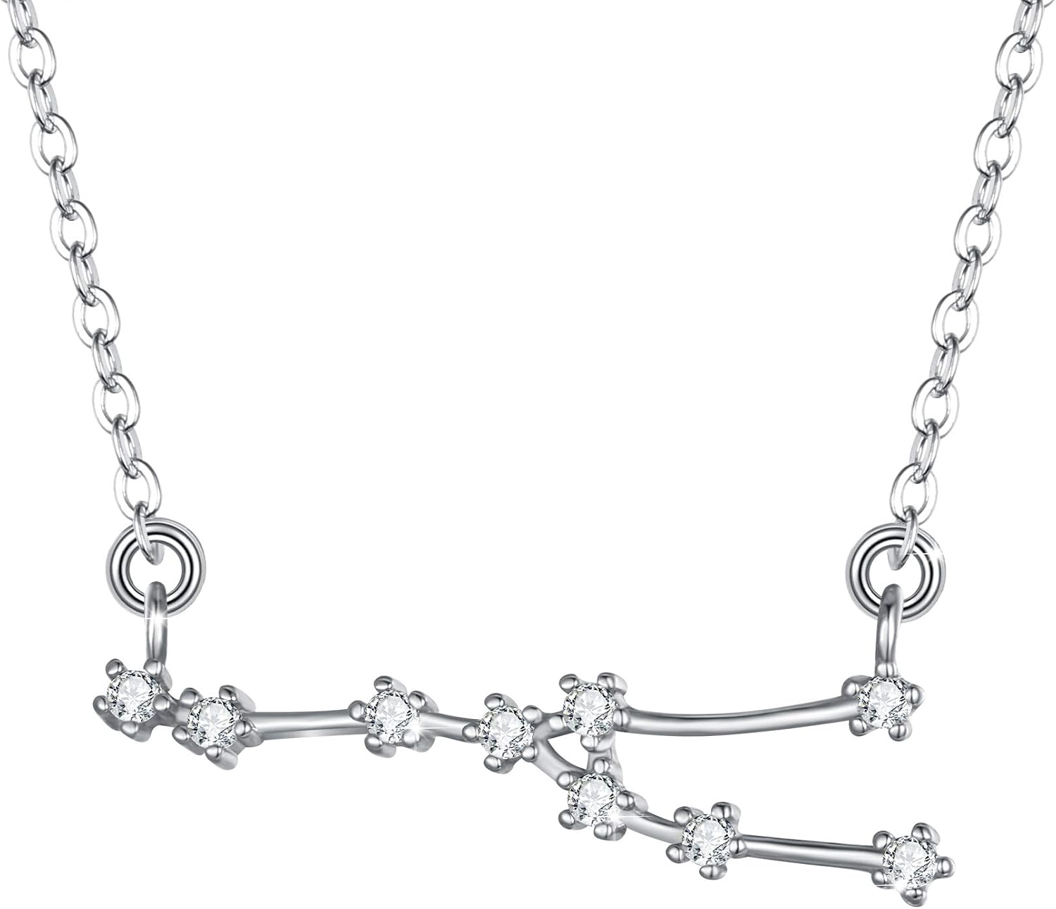 BriLove 925 Sterling Silver Necklace Gifts for Mom Women Constellation Zodiac 12 Horoscope Astrology CZ Pendant Mothers Day/Valentines Day/Birthday/Christmas/Anniversary