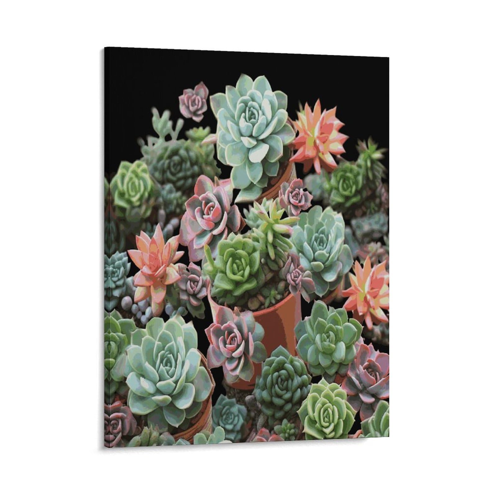Adfgyerh Style Succulents Wall Art Framed,Canvas Prints Ready To Hang Home Decor,Canvas Wall Art For Living Room Hallway Office Wall Decor 16X20inch(41X51cm)