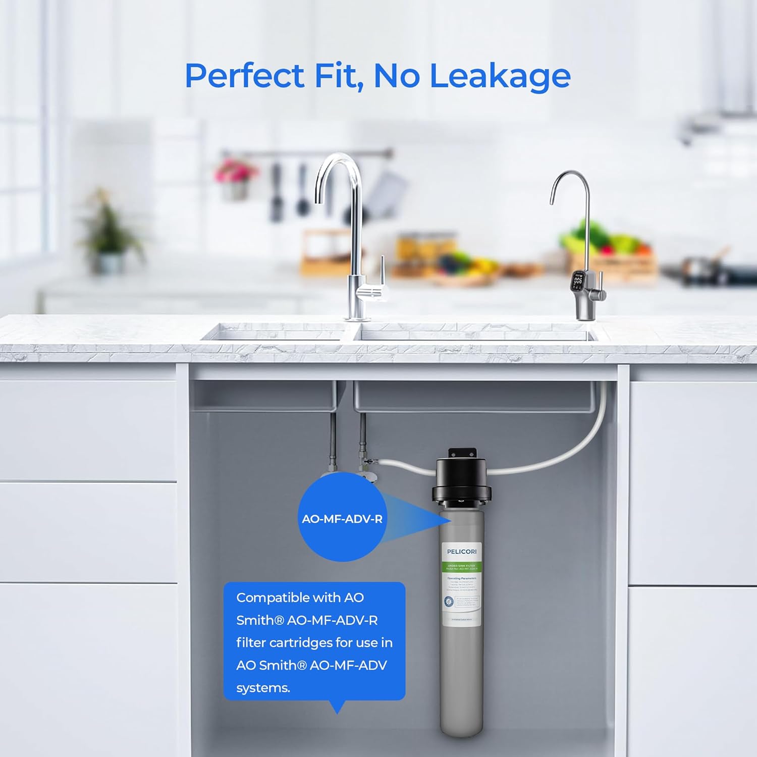AO-MF-ADV-R Water Filter Replacement Cartridge, Compatible with AO Smith AO-MF-ADV System, Advanced Direct-Connect Under-Sink Water Filter AO-MF-ADV-R, Single Stage Claryum Filter, 2 Pack
