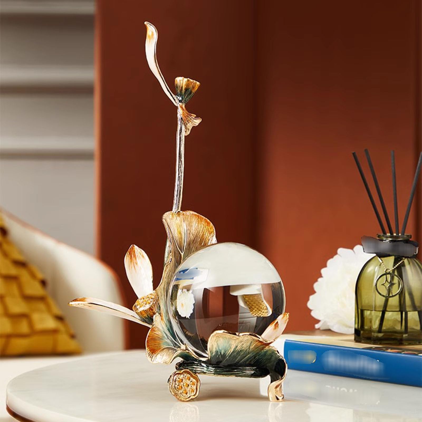 Handbemalte Glaskugel-Figuren – dekorative Glaskugeln für Zuhause, Büro oder Wohnzimmer Feng Shui Kunst – abnehmbarer Metallständer im Lieferumfang enthalten