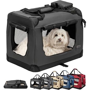 lionto Hundetransportbox Faltbar f r Reise & Auto 60x42x44 cm Schwarz