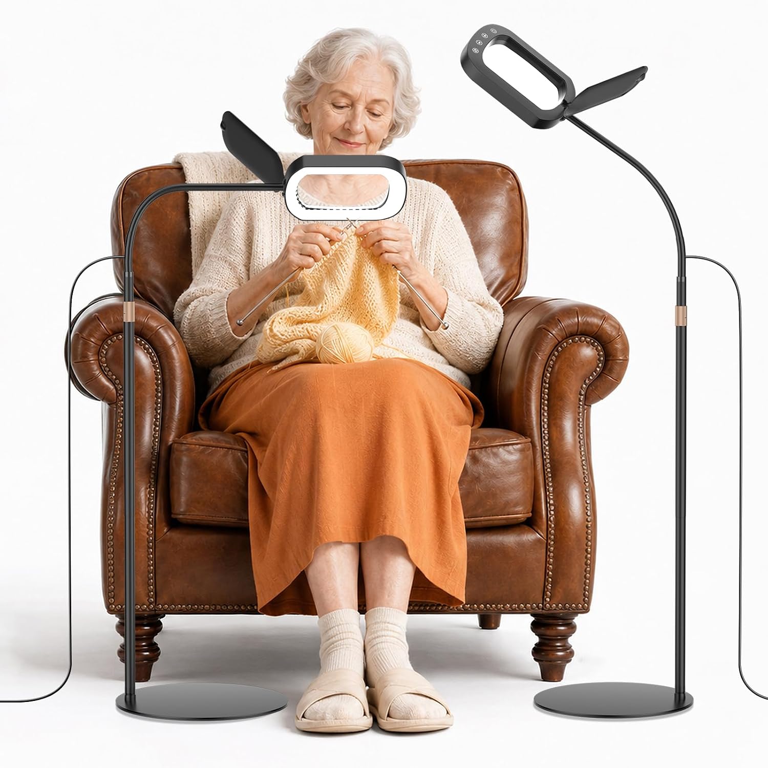 15X Magnifying Floor Lamp, Gooseneck Magnifier for Seniors Knitting Crafts