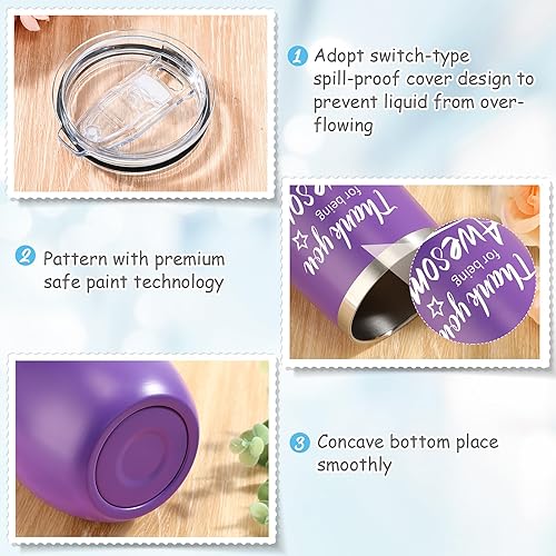 Vista 22 de Sieral Vaso de vino con texto en inglés "Thank You for Being Awesome Thank You for Being Awes", regalos de agradecimiento para empleados, mujeres