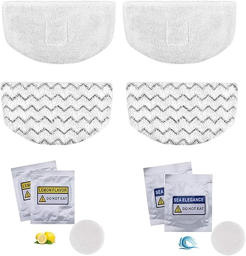 LeFix - Juego de 4 almohadillas lavables para fregona de vapor + 4 discos de fragancia compatibles con Bissell Powerfresh 1940 1440 1544 1806 2075