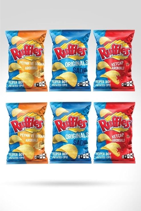 Ruffles Cips Paketi, Originals, Peynir Soğan, Ketçap Aromalı, 6x107 gr