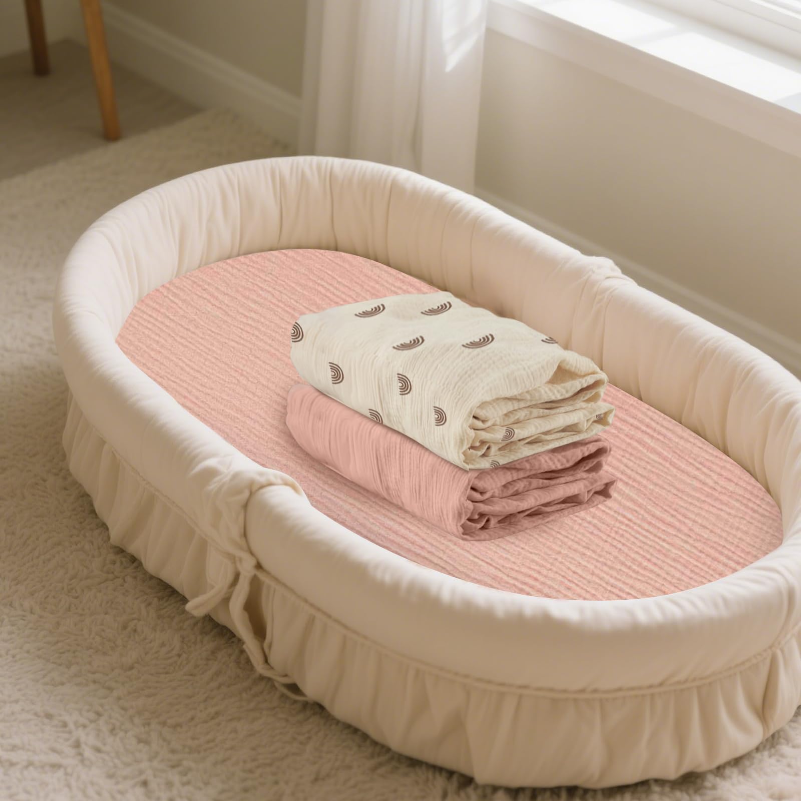 GLLQUEN BABY Confezione 3 Lenzuola Con Angoli In Mussola Di Cotone 100% Per Culla E Passeggino – 83x43x10 Cm – Morbidi E Ipoallergenici – Regalo Nascita