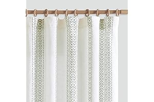 Bohemian Elegance: Green and White Curtains for Windows